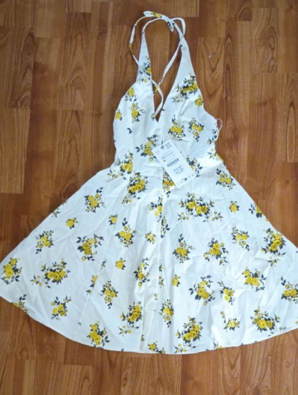 Zara White Dress with Yellow Floral Print